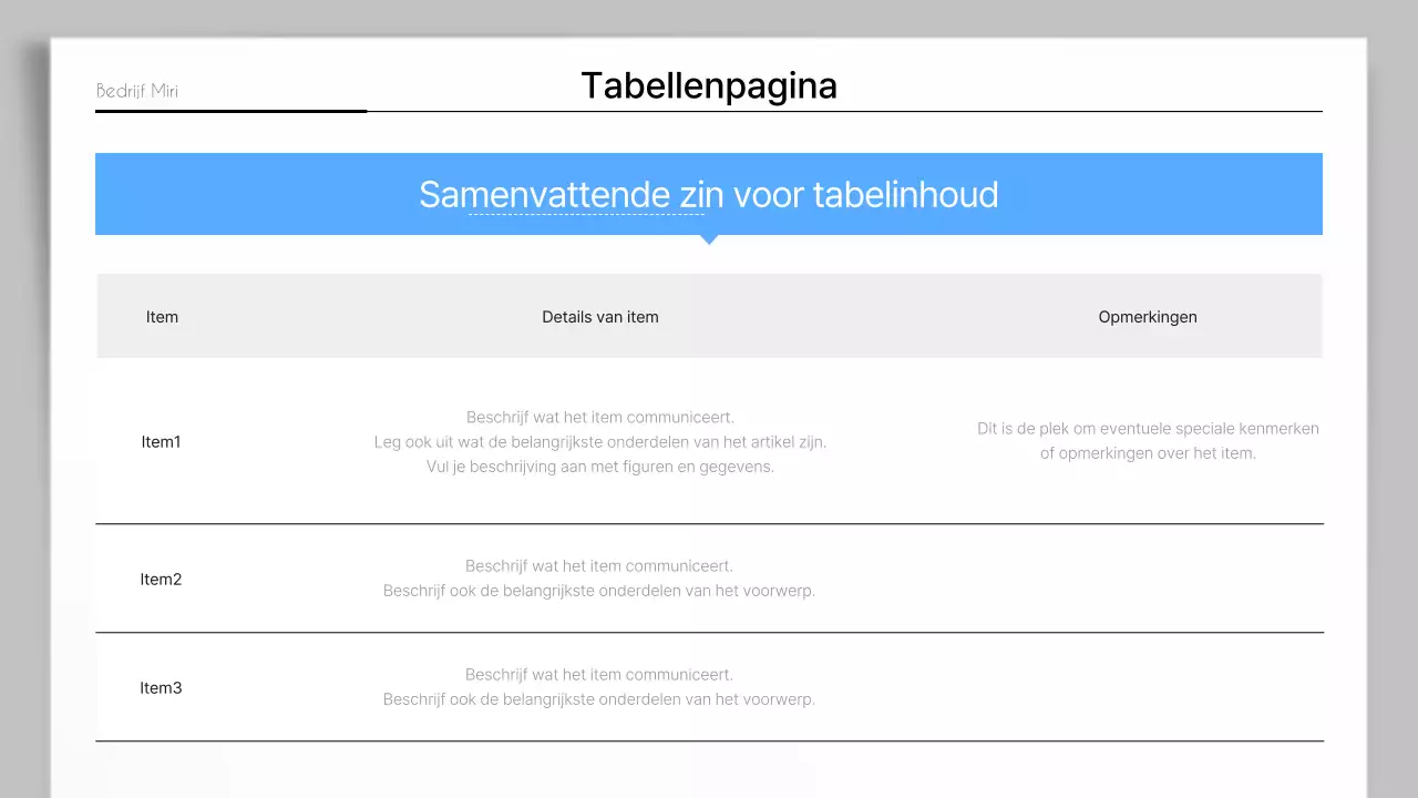 Een eenvoudig bedrijfsrapport in blauw en grijs