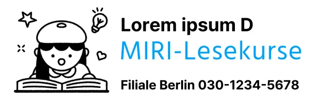 Werbedesign für eine Schule mit der Illustration eines Kindes, das ein Buch liest