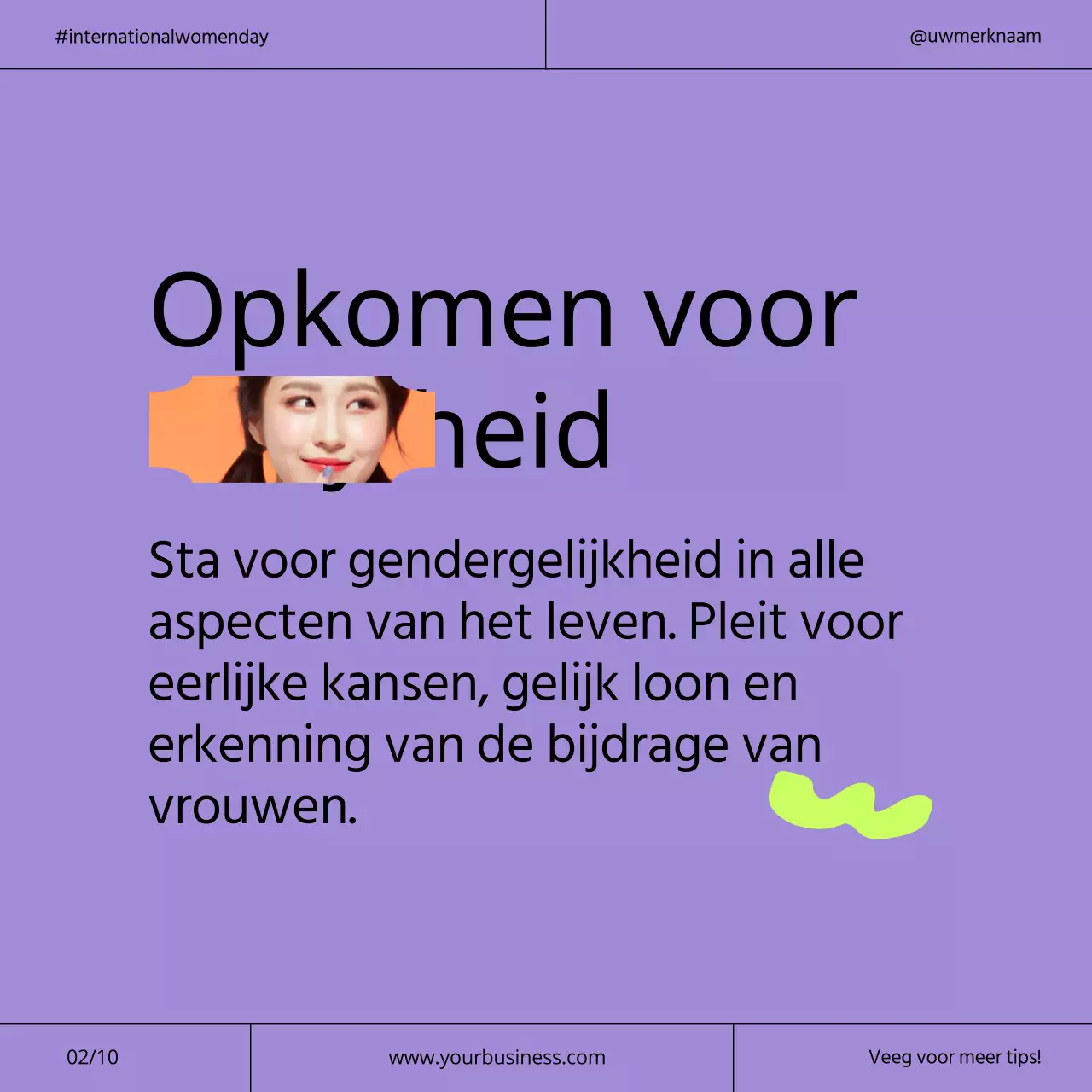 Paarse en neon moderne internationale vrouwendagcampagne