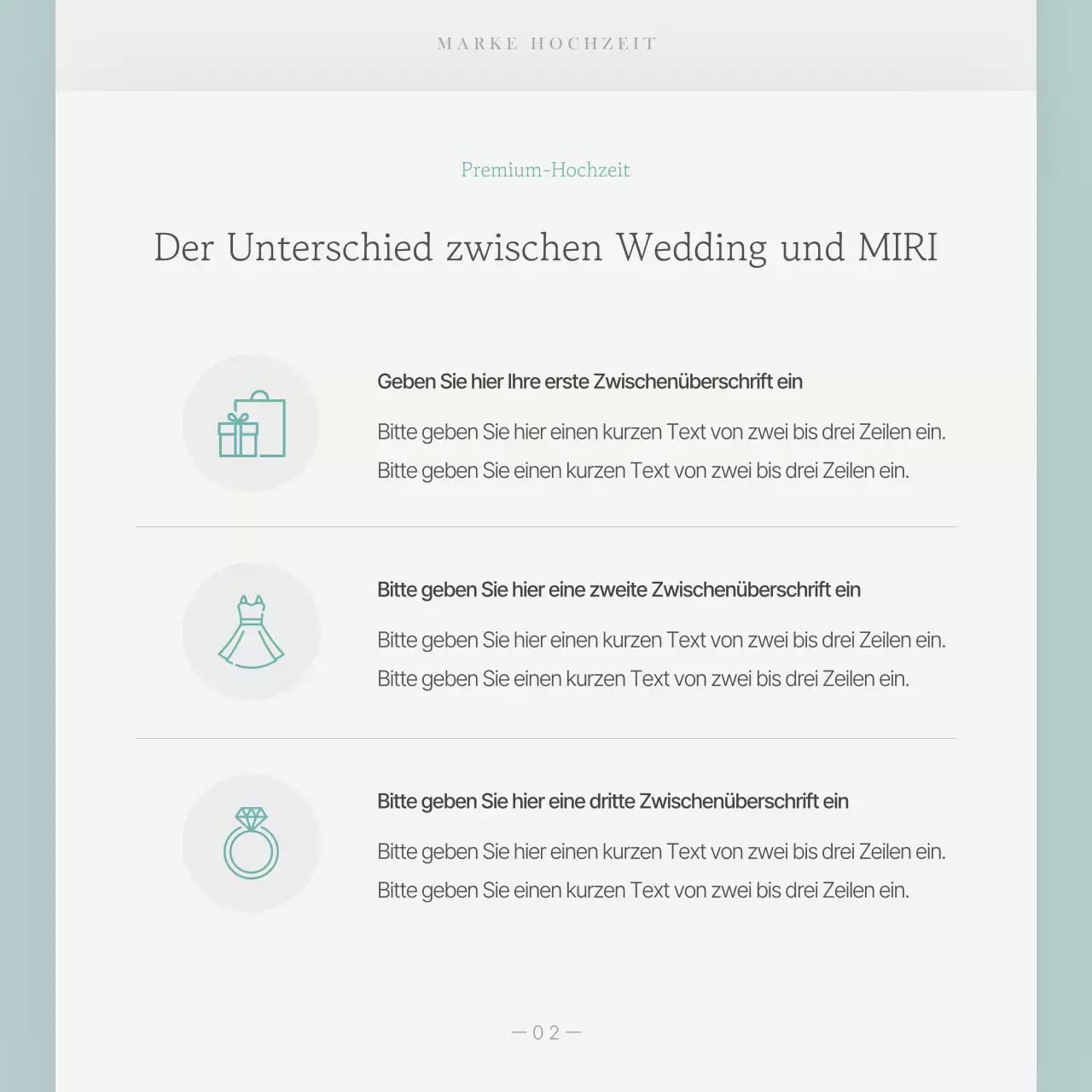 Werbung für eine schlichte Hochzeitsmarke in Hellblau