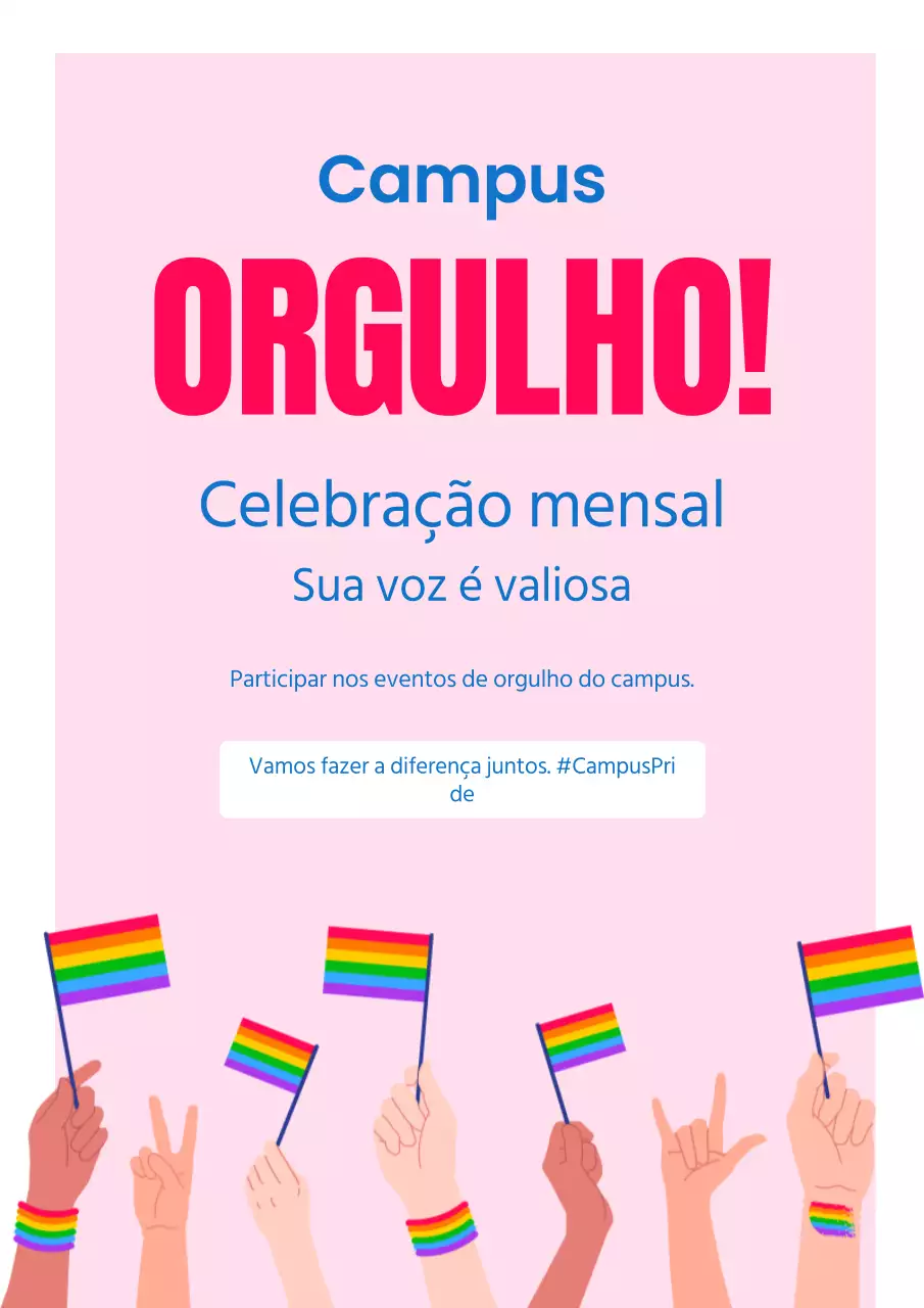Campanha Campus do Mês do Orgulho Rosa e Azul Simples
