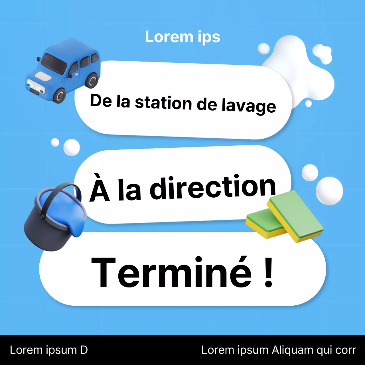 Faites la promotion de votre service de lavage de voitures en bleu clair et blanc.