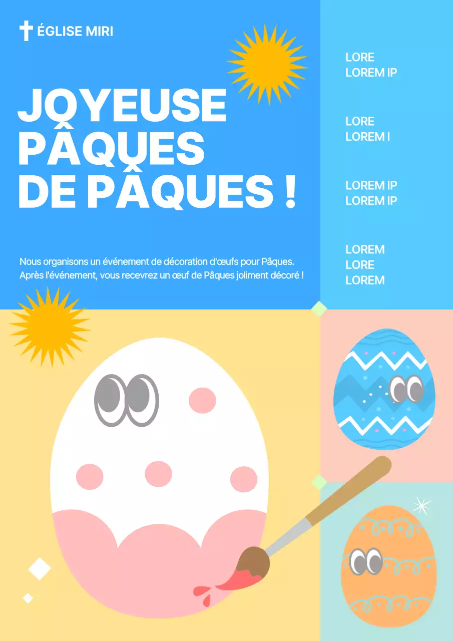 Faites la promotion de votre événement de Pâques avec du jaune et du bleu clair