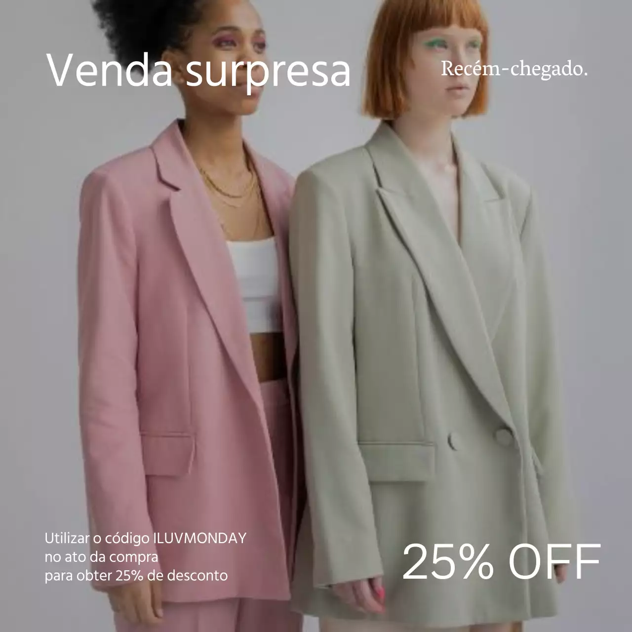 Campanha de coleção de moda minimalista em cinzento e branco