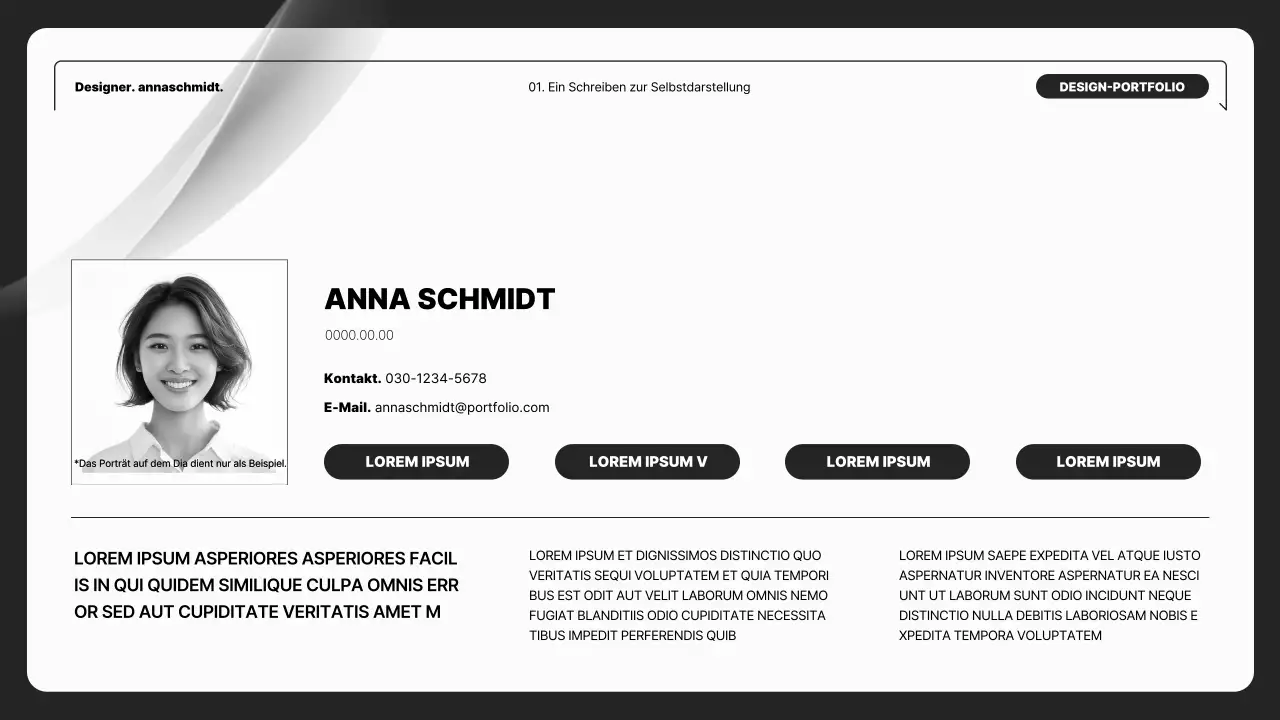 Minimalistische Designermappe in Schwarz und Weiß
