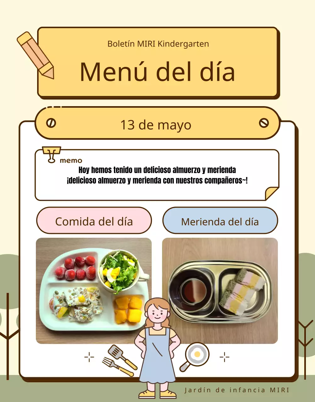 Una colección de bonitos anuncios amarillos y rosas para el jardín de infancia