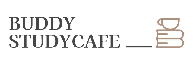 Simple study cafe with brown coffee and book line illustration