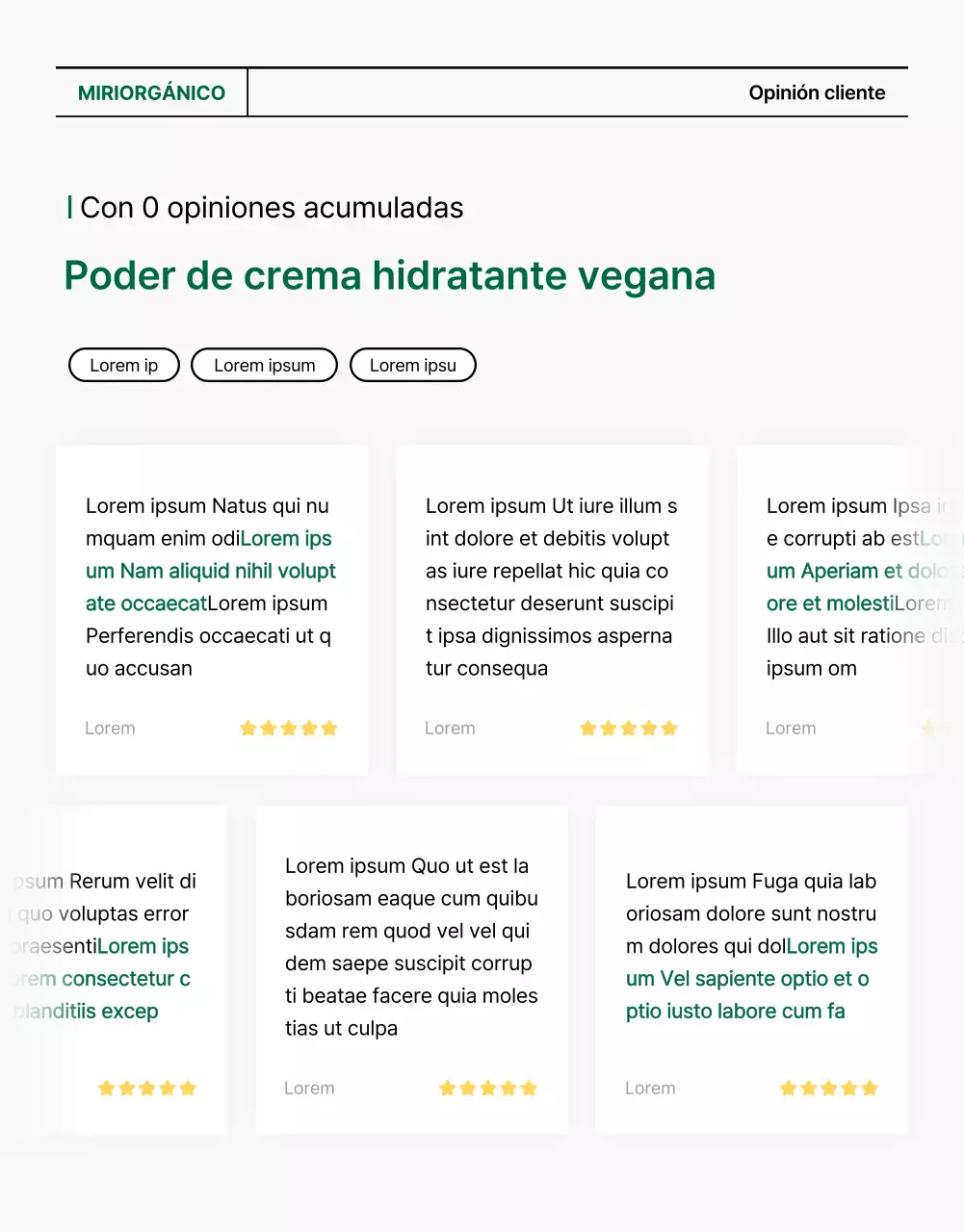 Promover una sencilla página de reseñas de cosmética natural verde y blanca