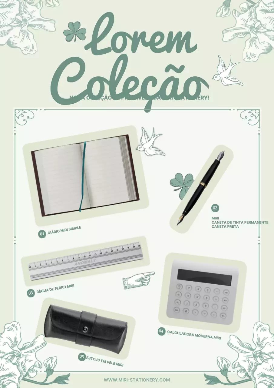 Promover artigos de papelaria vintage com desconto em verde e chartreuse