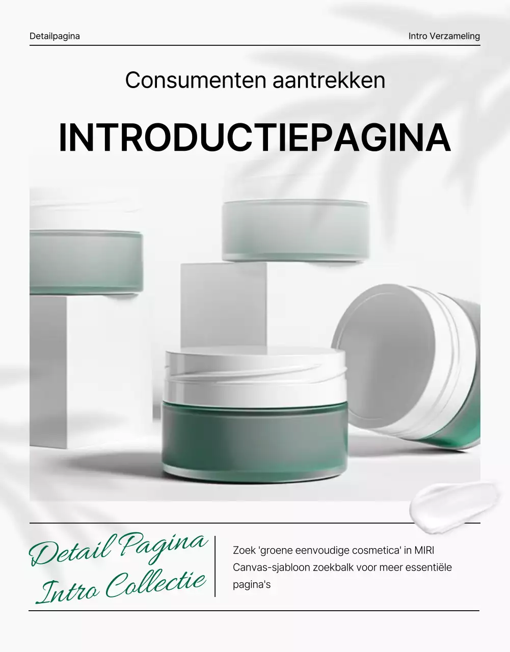 Een eenvoudige groen-witte intropagina voor natuurlijke cosmetica promoten