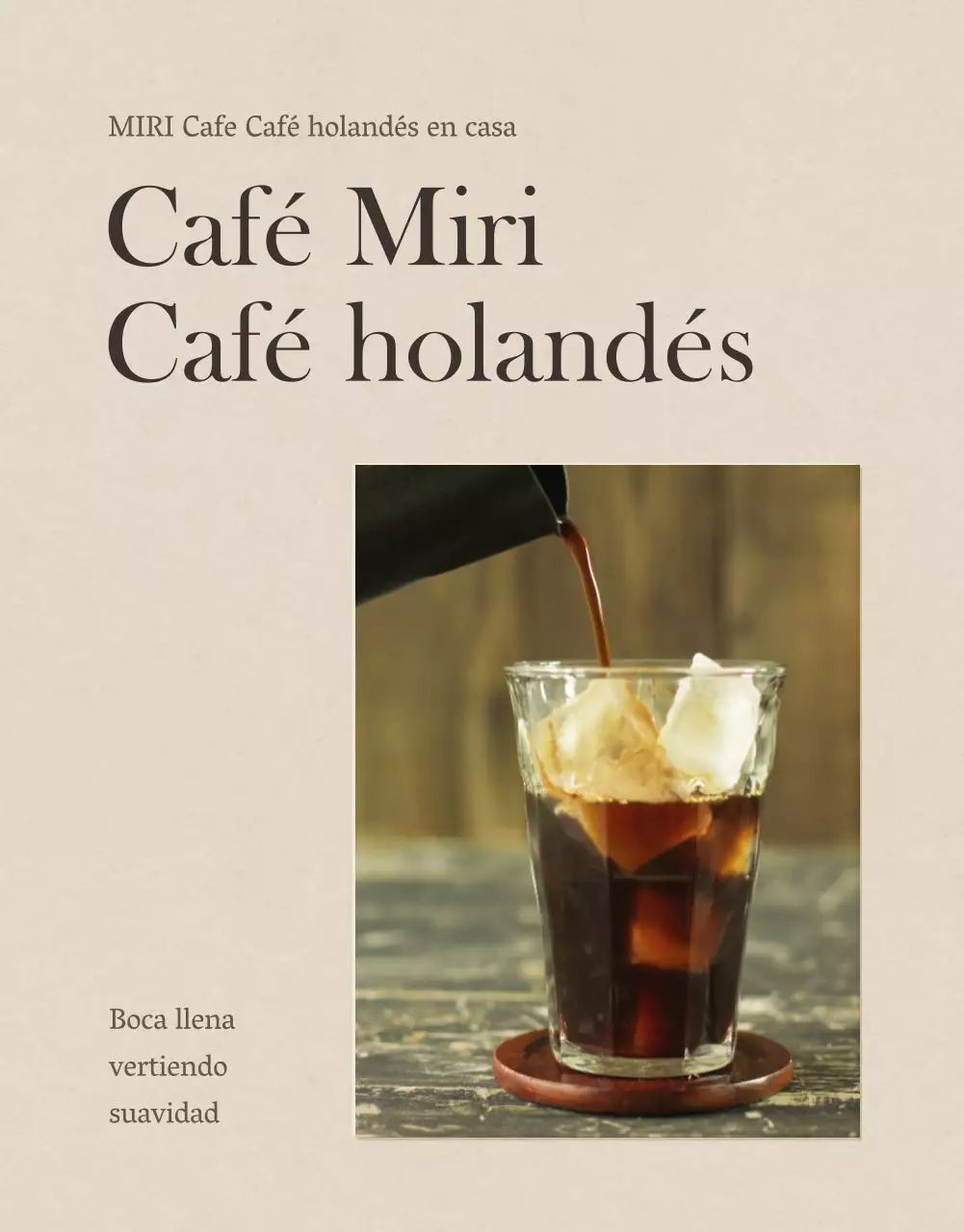 Promover el café holandés moderno sobre un fondo marrón