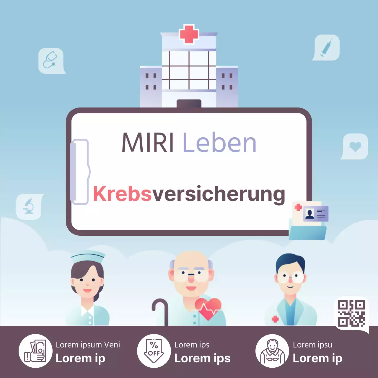Über trendige Versicherungsprodukte in Hellblau und Braun
