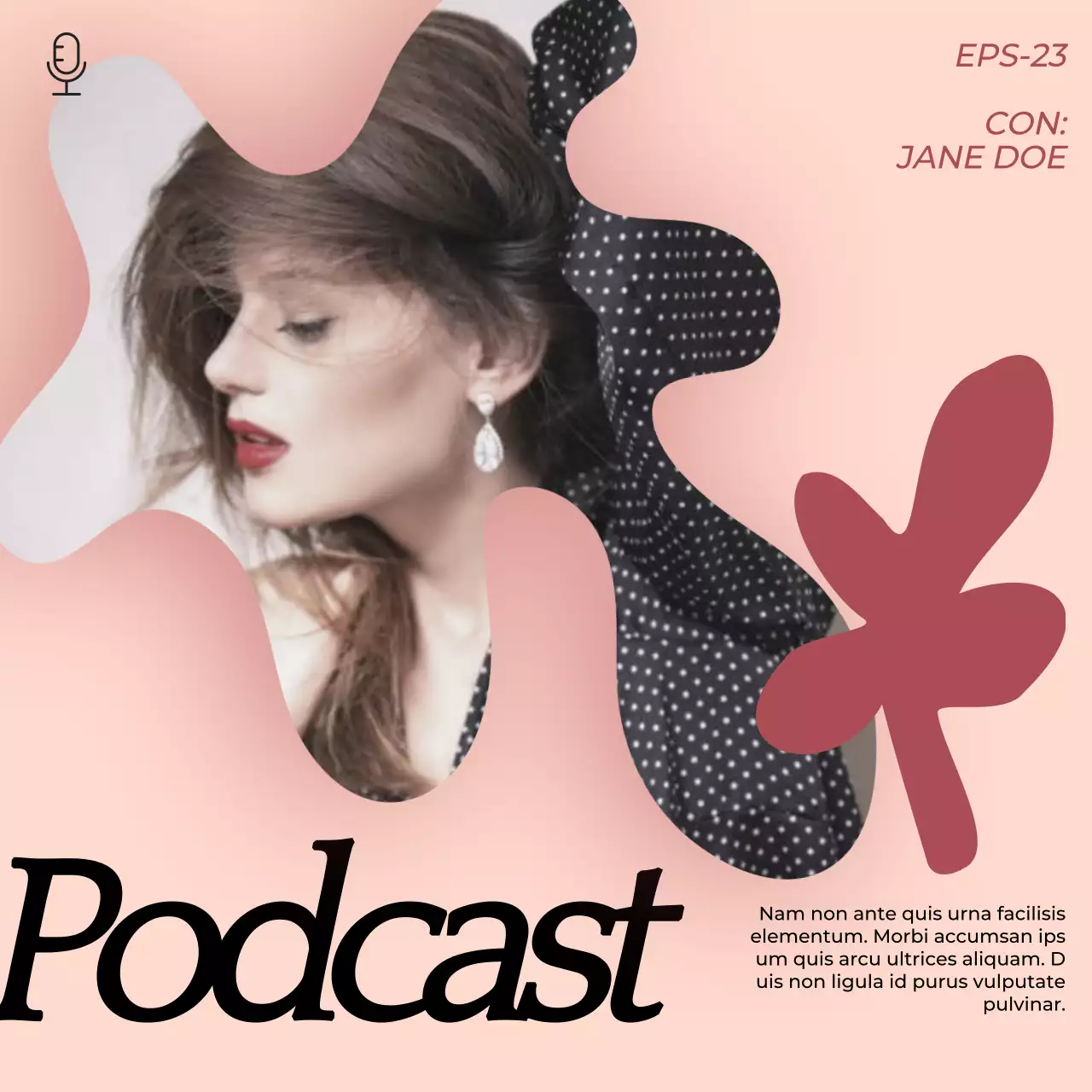Portada de Podcast de moda en rosa y rojo