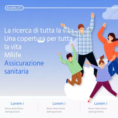 Un prospetto di assicurazione sanitaria minimalista in bianco e blu