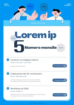 Promuovere una semplice newsletter aziendale in bianco e blu
