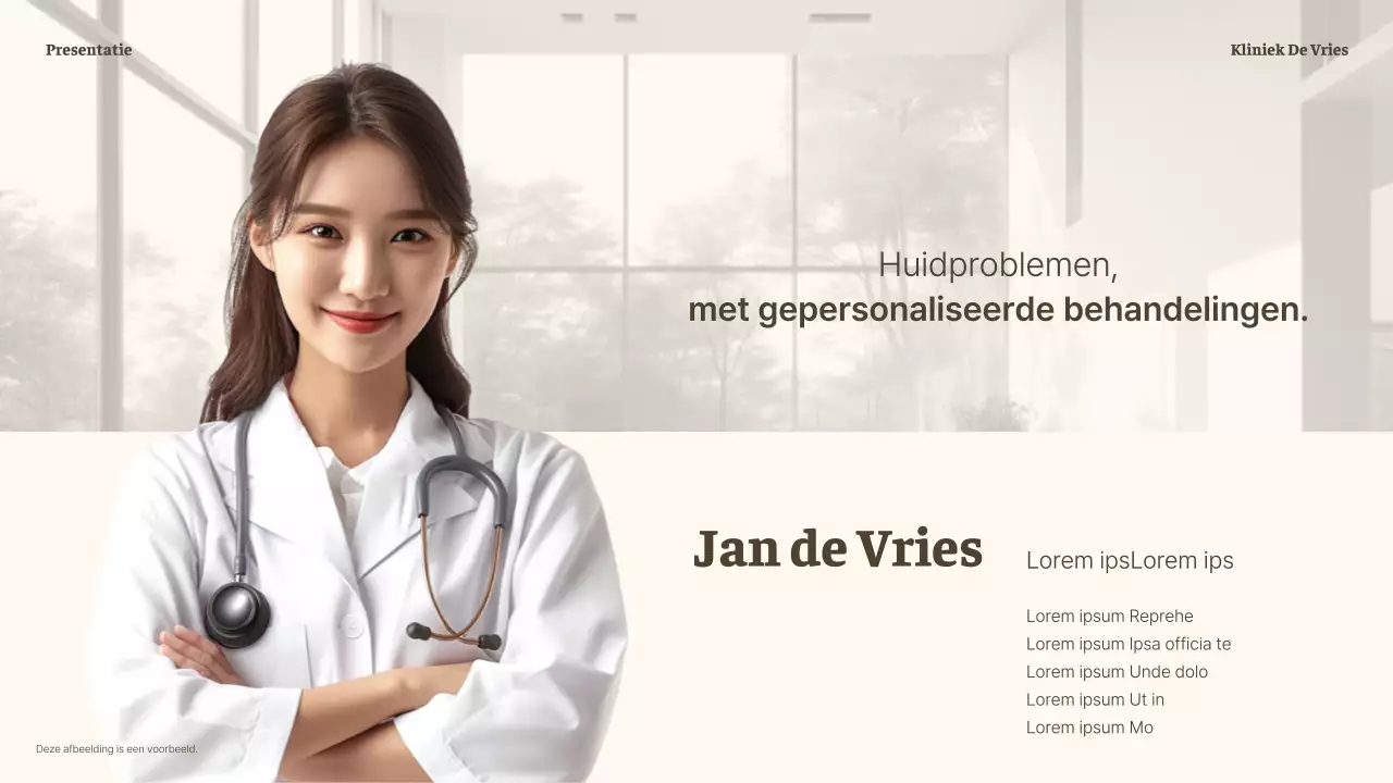Aankondiging van een luxueuze dermatologische kliniek in bruin en beige