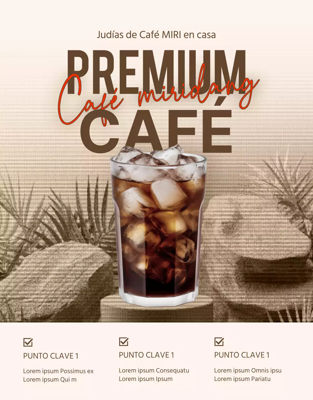 Anuncio vintage de cafetería panadería en marfil y beige