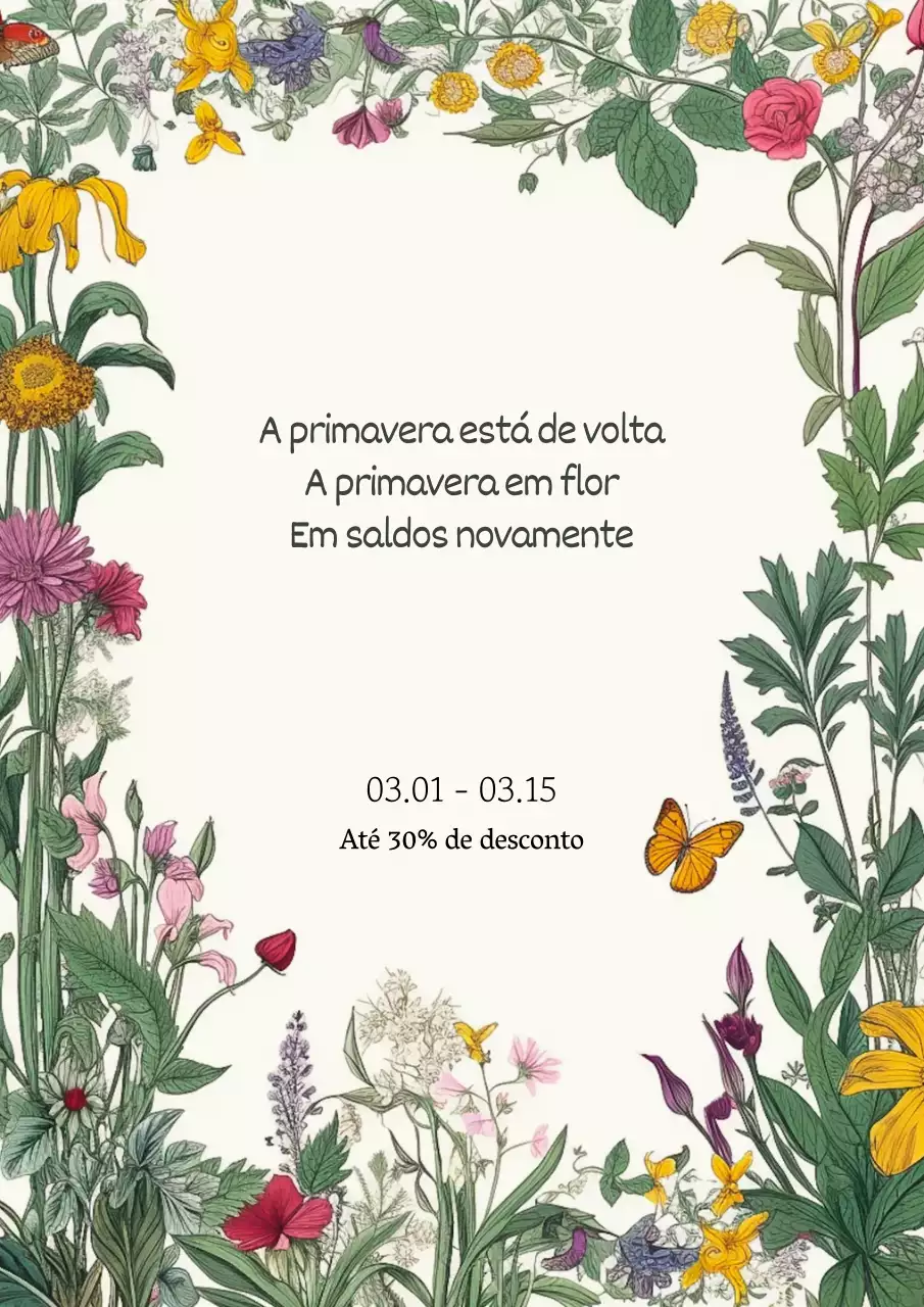 Promover as vendas da primavera com um fundo de jardim natural em marfim e verde