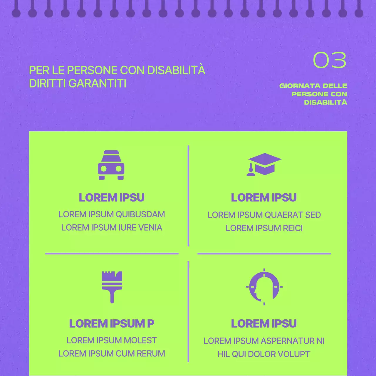 Posta geometrica per la Giornata della disabilità in rosa e giallo caldo
