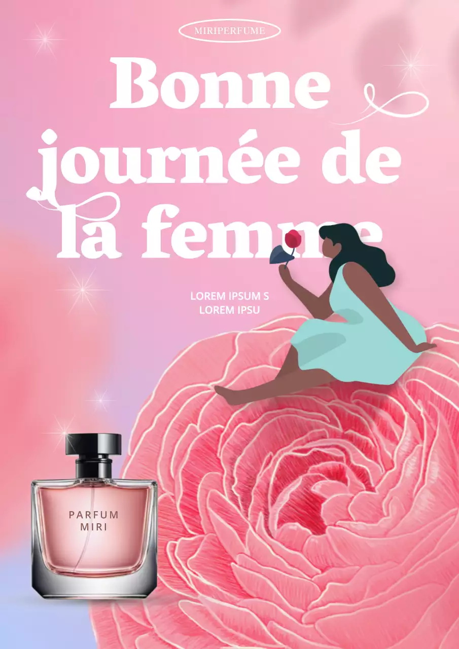 Promotion d'une simple exposition de parfums à la rose en rose et mauve