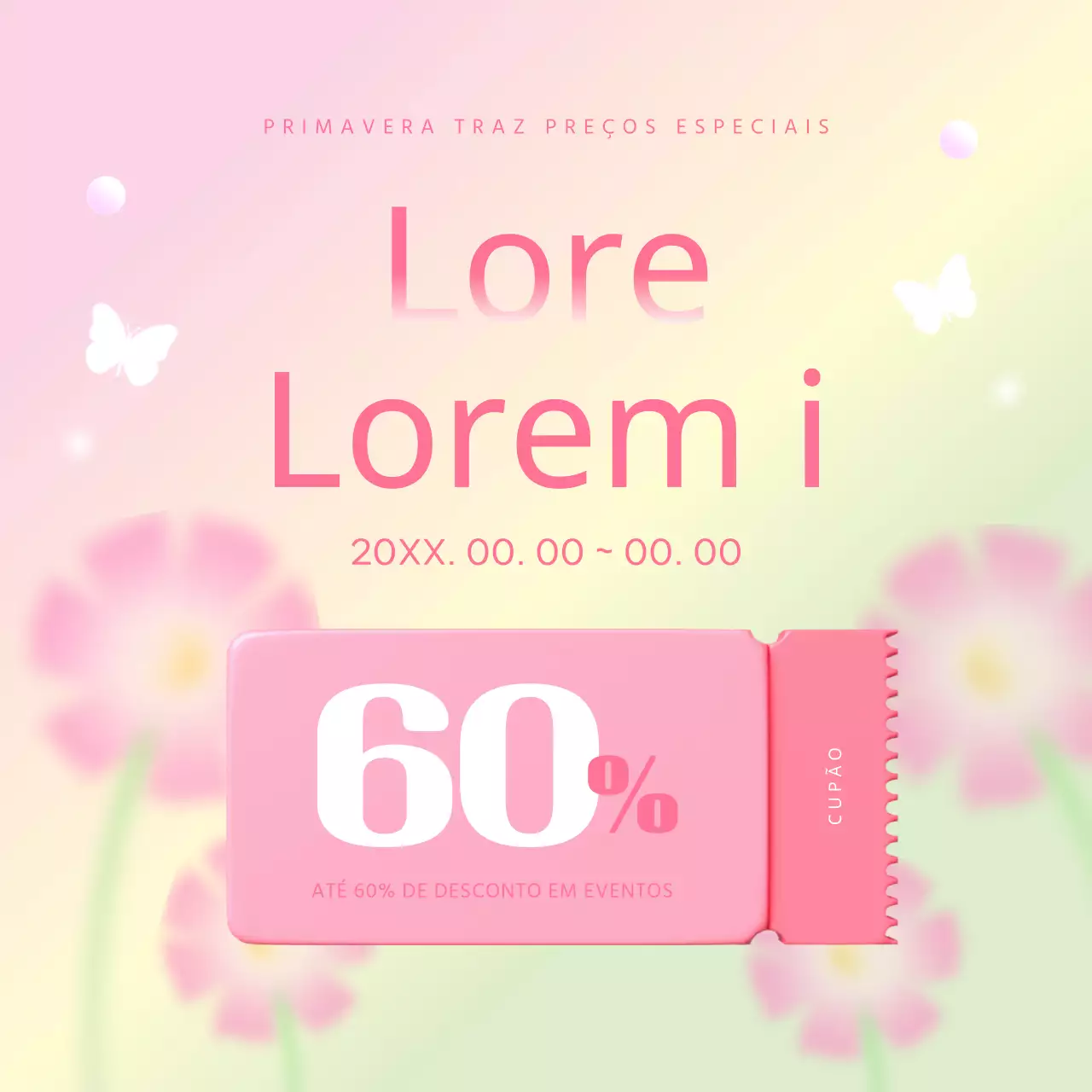 Publicações de marketing de saldos de primavera com toques de cor-de-rosa e roxo