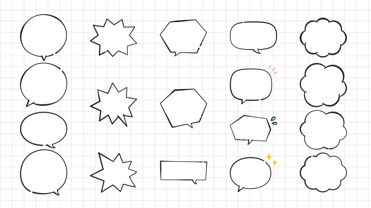 Frecce e bolle vocali disegnate a mano