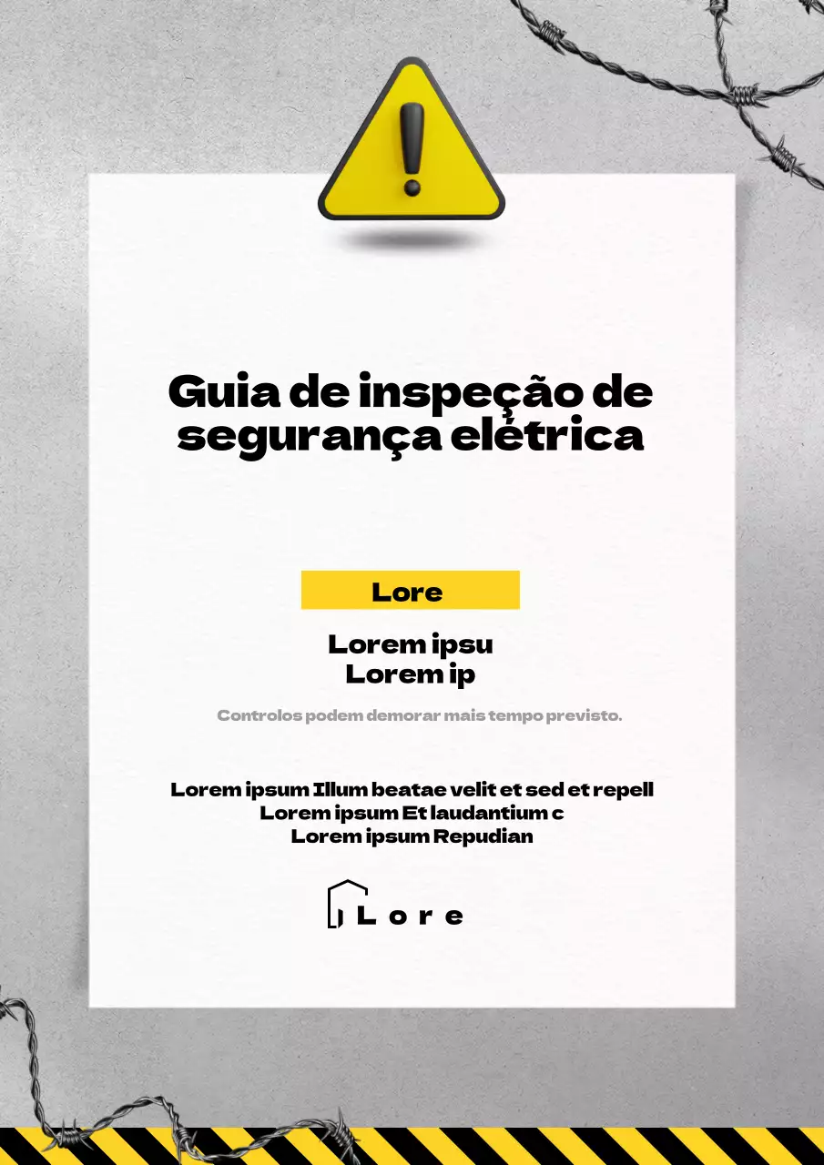 Avisos de inspeção de segurança eléctrica destacados a preto e amarelo