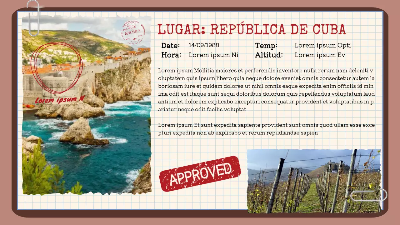 Carpeta retro beige y naranja