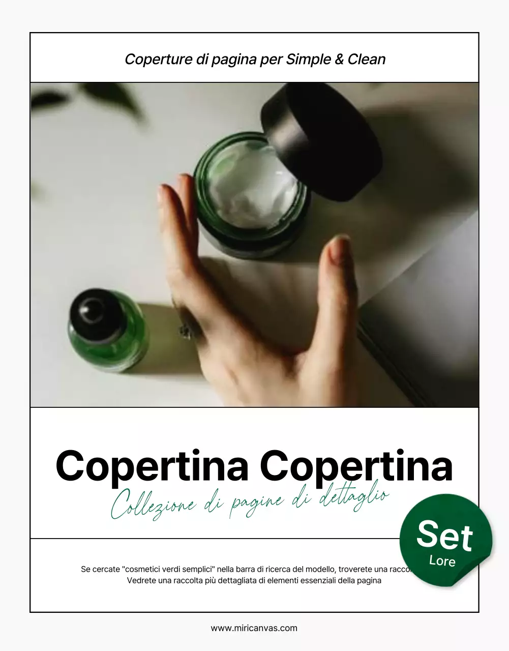 Promuovere un frontespizio semplice, moderno e naturale di cosmetici in verde e bianco