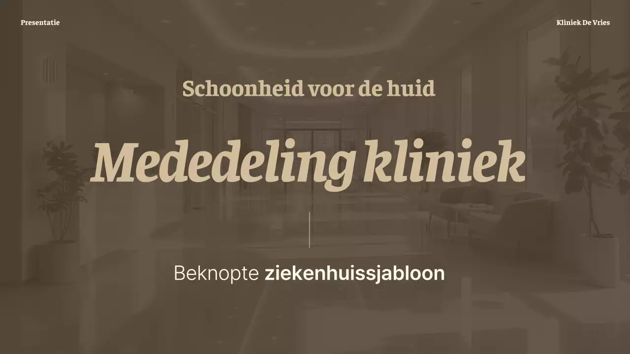 Aankondiging van een luxueuze dermatologische kliniek in bruin en beige