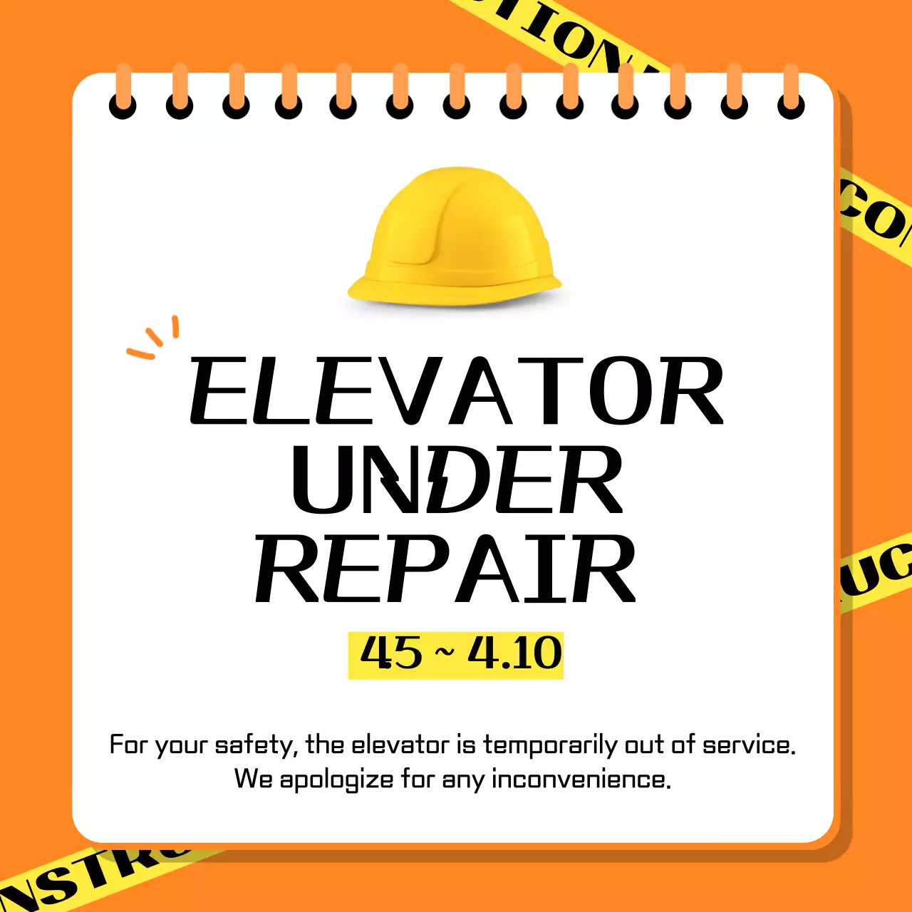 오렌지 볼드 리페어 공지 소셜 미디어 게시물