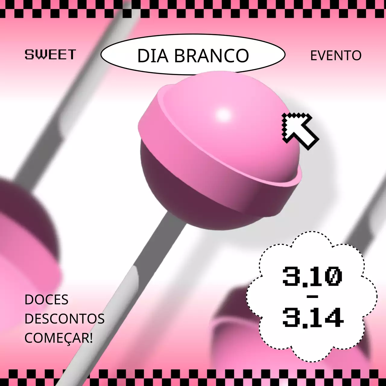 Promover um Dia Branco kitsch em cor-de-rosa e preto