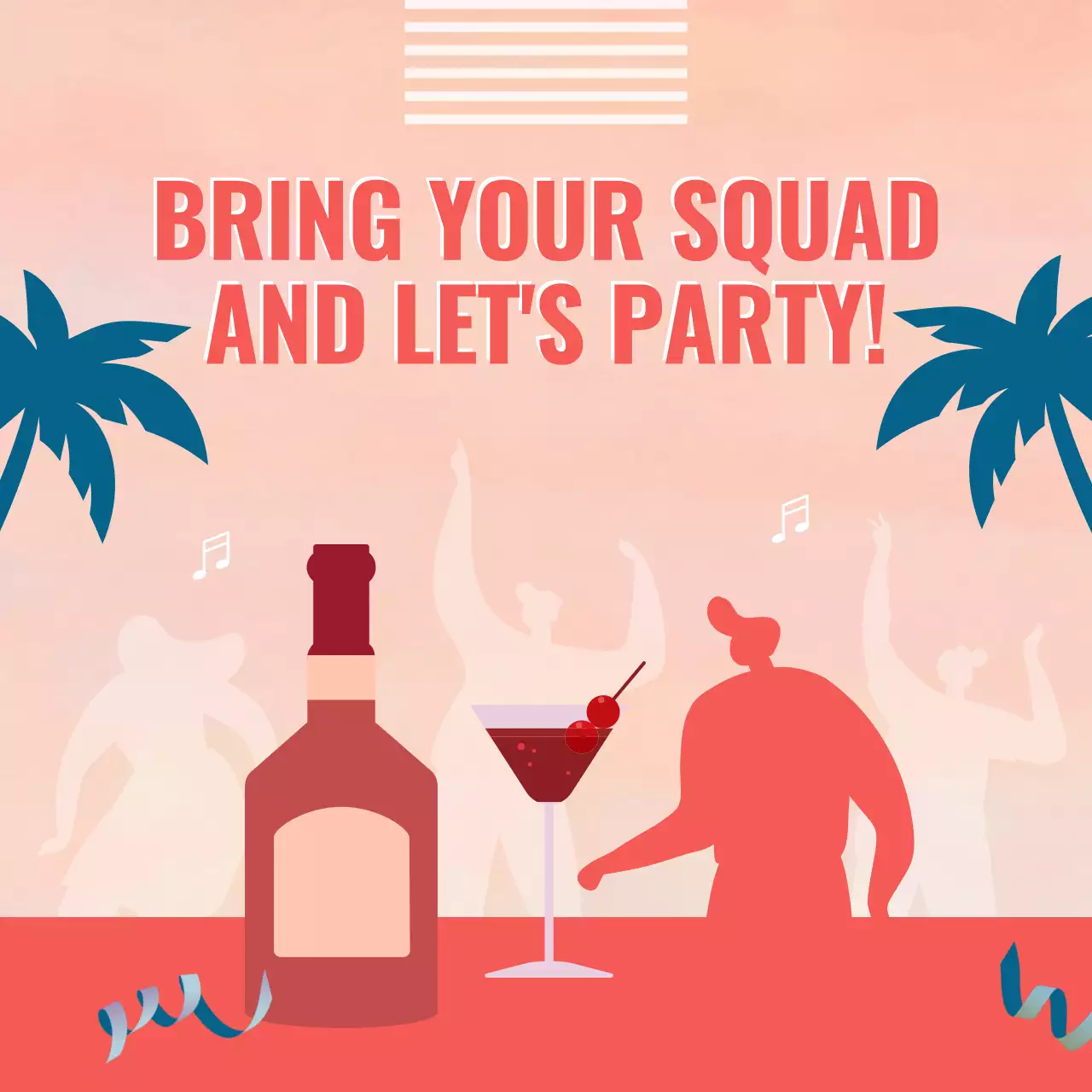 Blue Retro Party Invitation Social Media Post