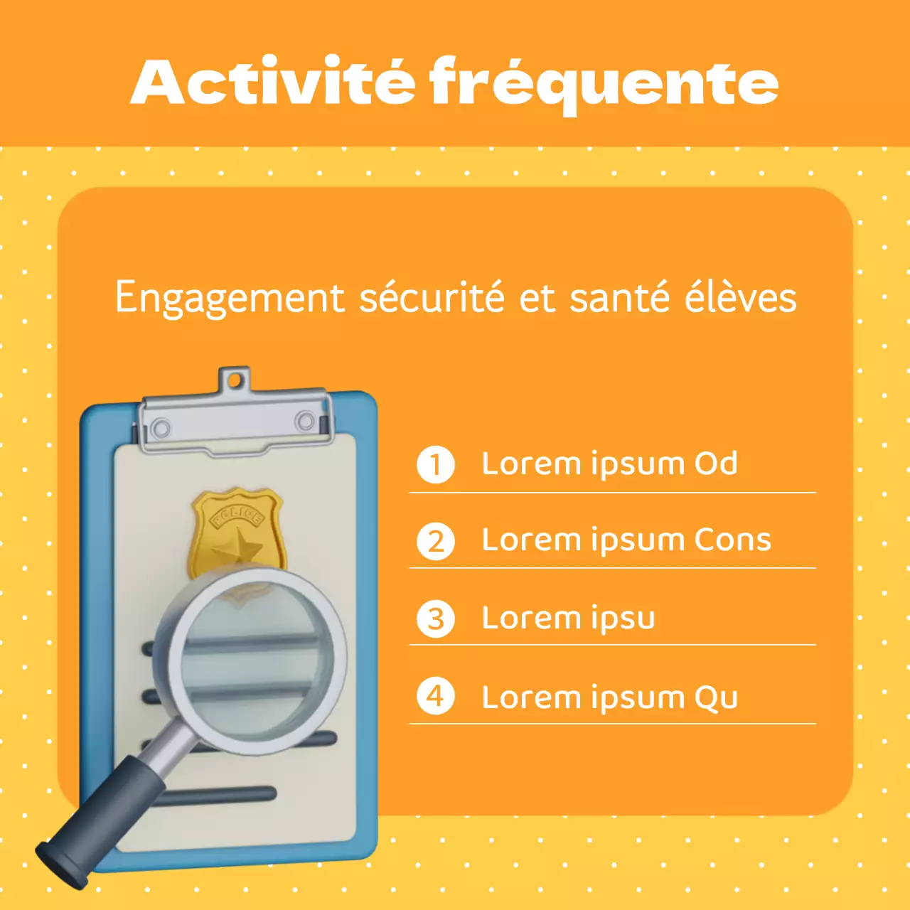 Une jolie campagne jaune et orange d'information sur la violence à l'école