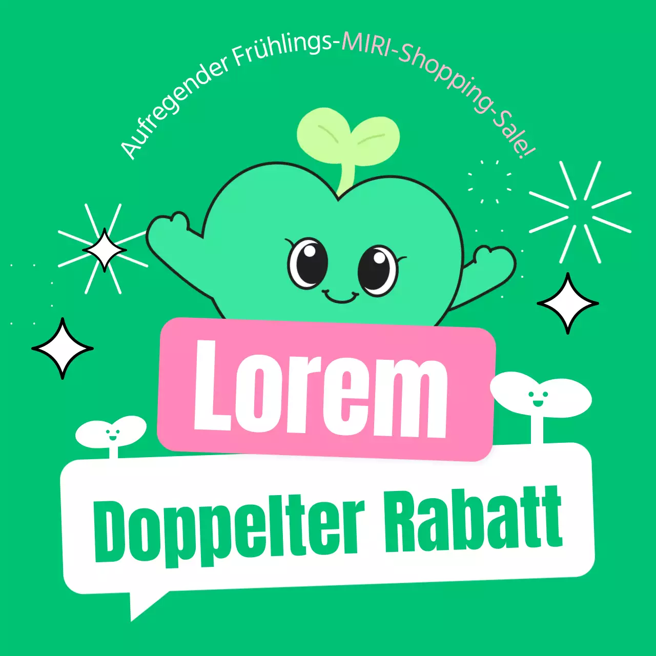 Werbung für einen hübschen Frühlingsverkauf in Chartreuse und Rosa