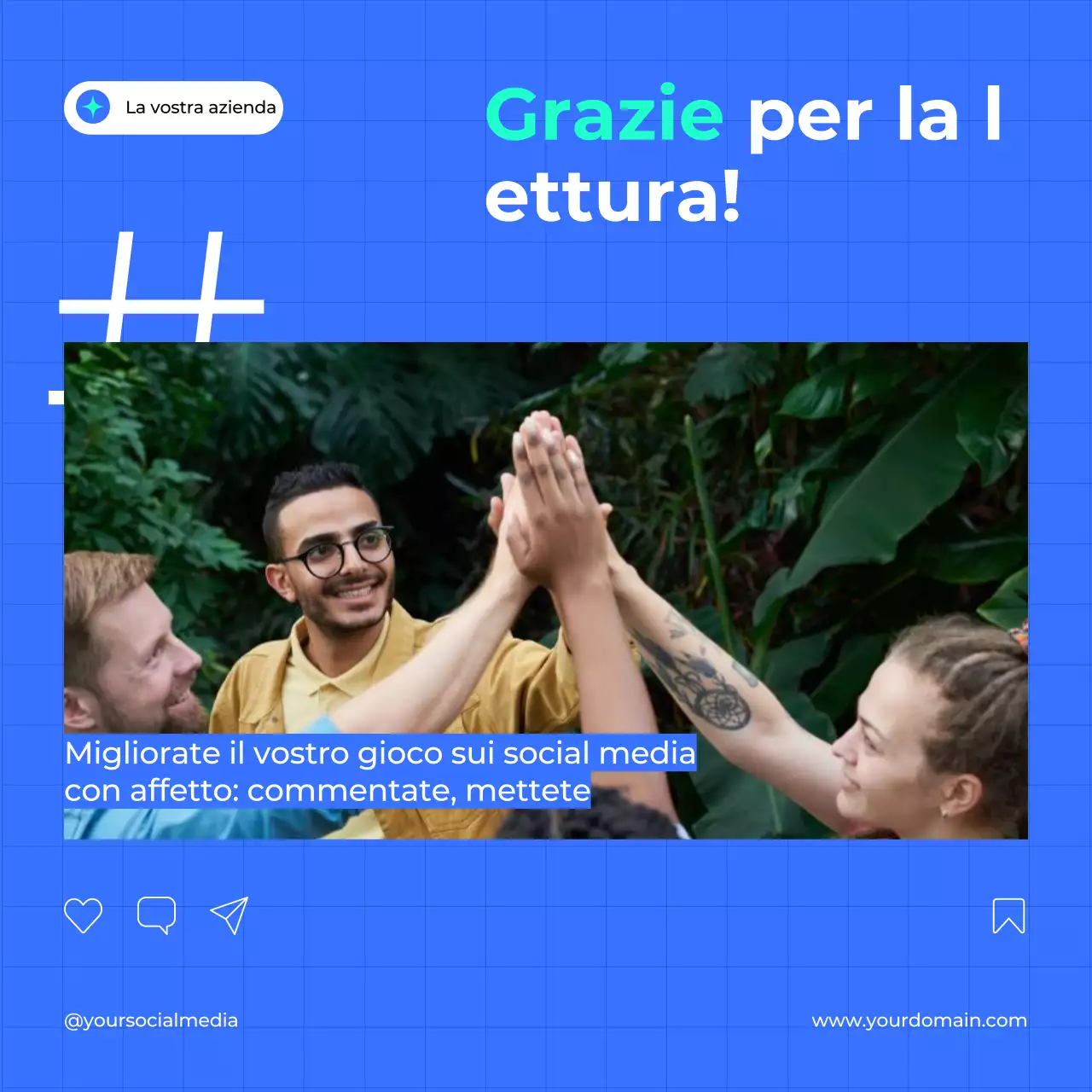 Guida alla strategia di social media marketing efficace e di tendenza in bianco e blu