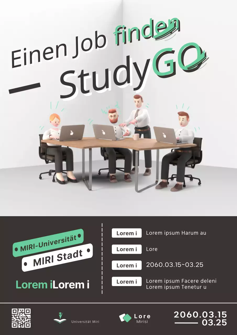 Modernes weißes und schwarzes Berufspraktikum - Stellenausschreibung