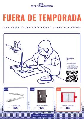 Promoción de descuentos en papelería moderna en rojo y azul marino
