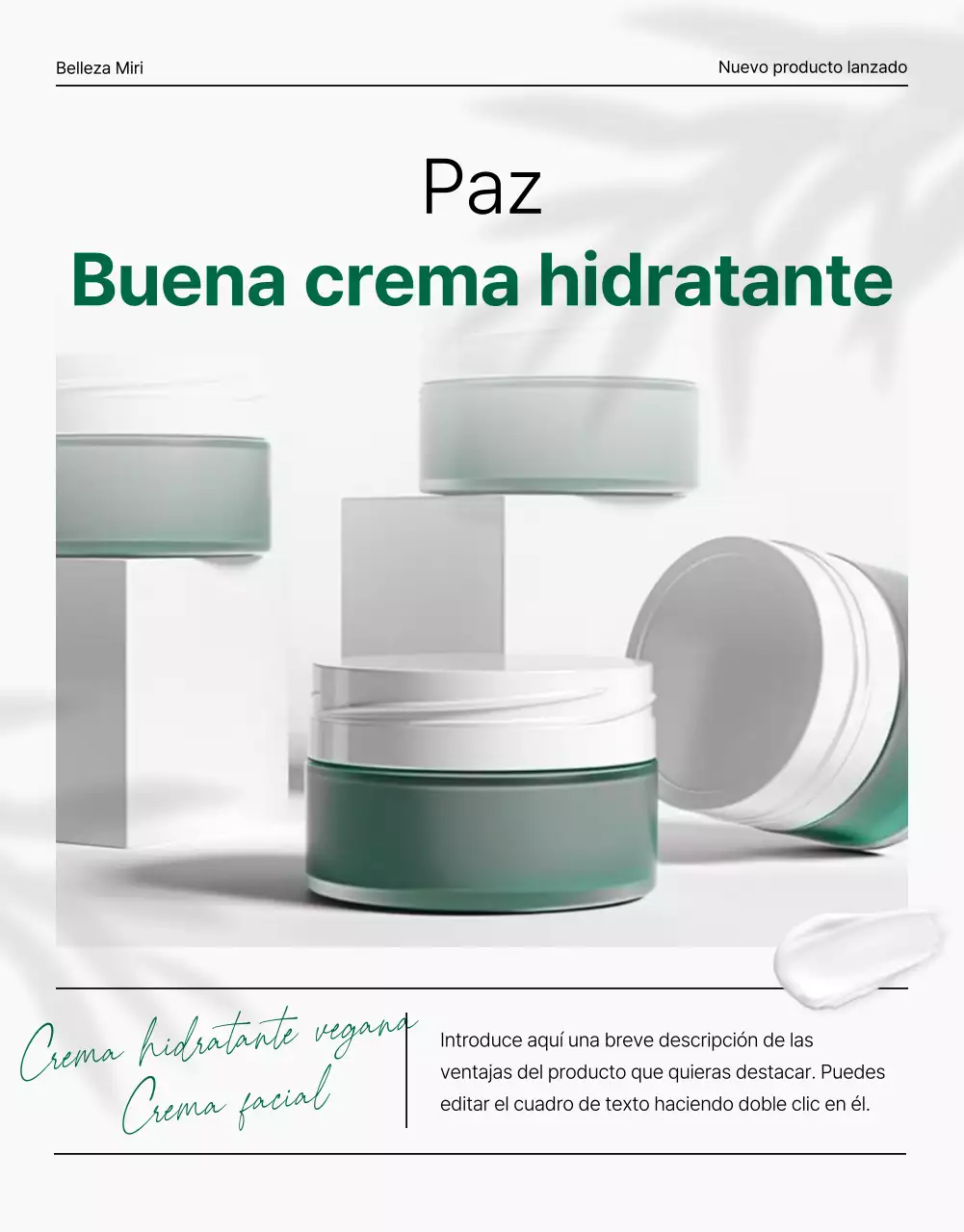 Promover la cosmética sencilla y natural en verde y blanco