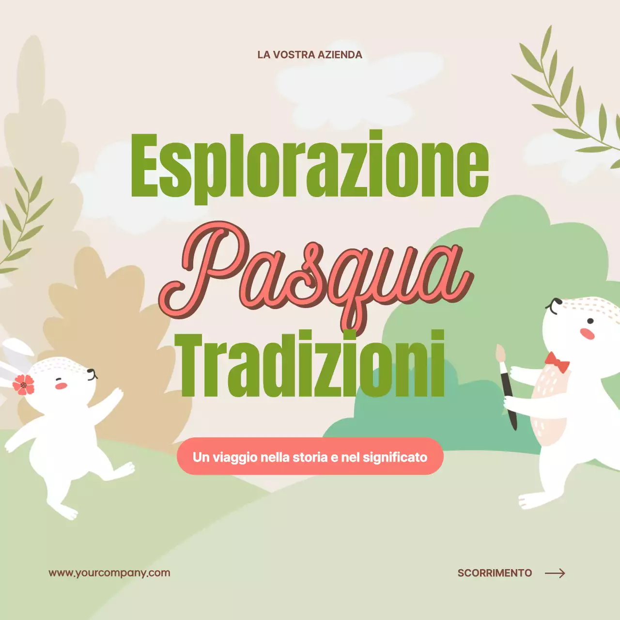 Beige e verde di charme per il giorno di Pasqua Origini pubblicitarie