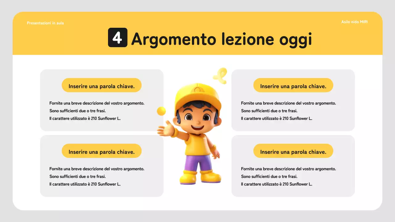Semplice programma di lezioni prescolari in giallo e bianco