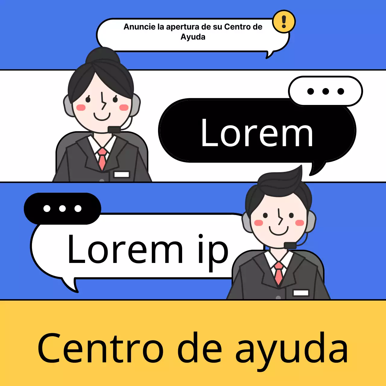 Una sencilla guía de ayuda de color amarillo y azul