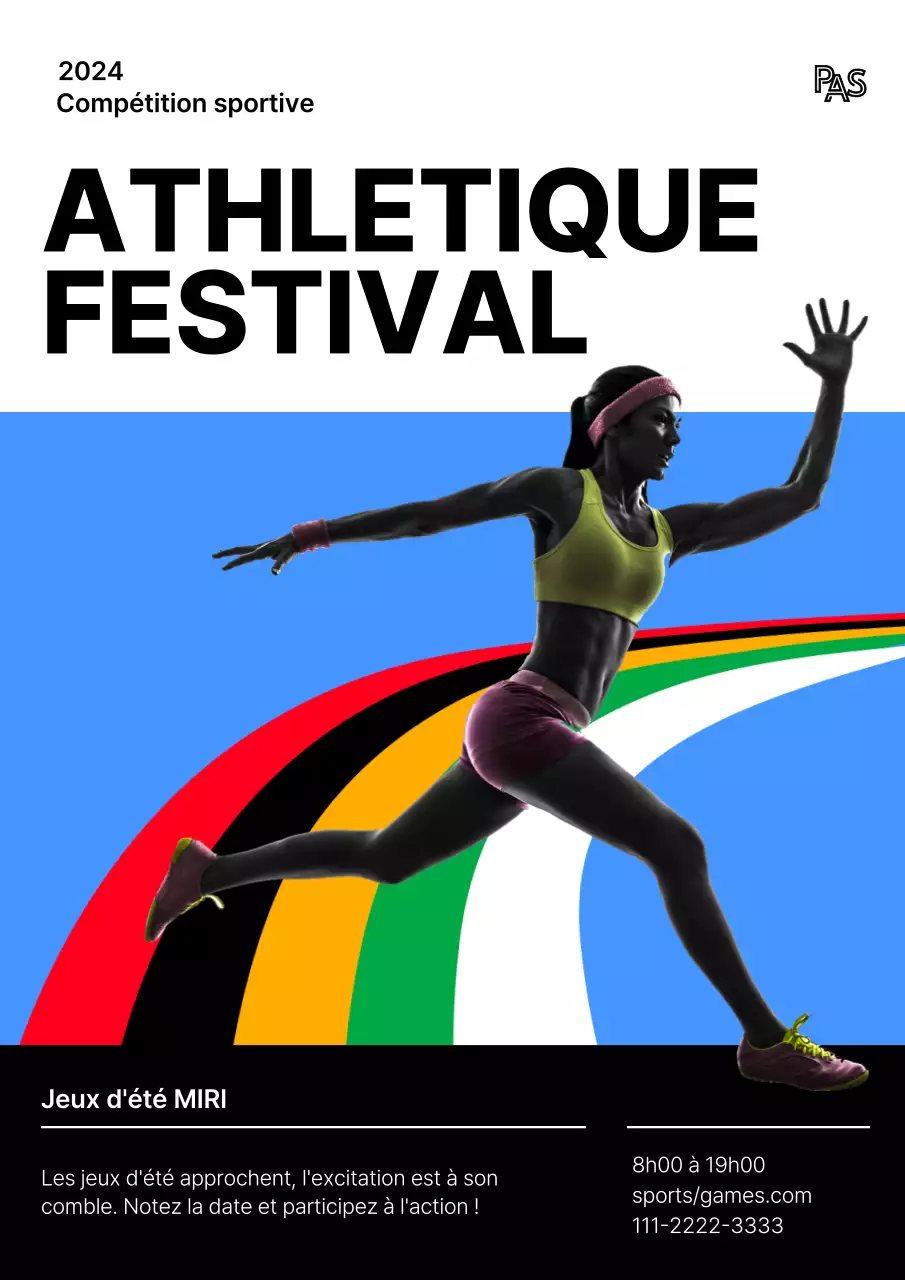 Promouvoir InterHigh, une compétition nationale d'athlétisme moderne pour les lycées, en rouge et bleu.