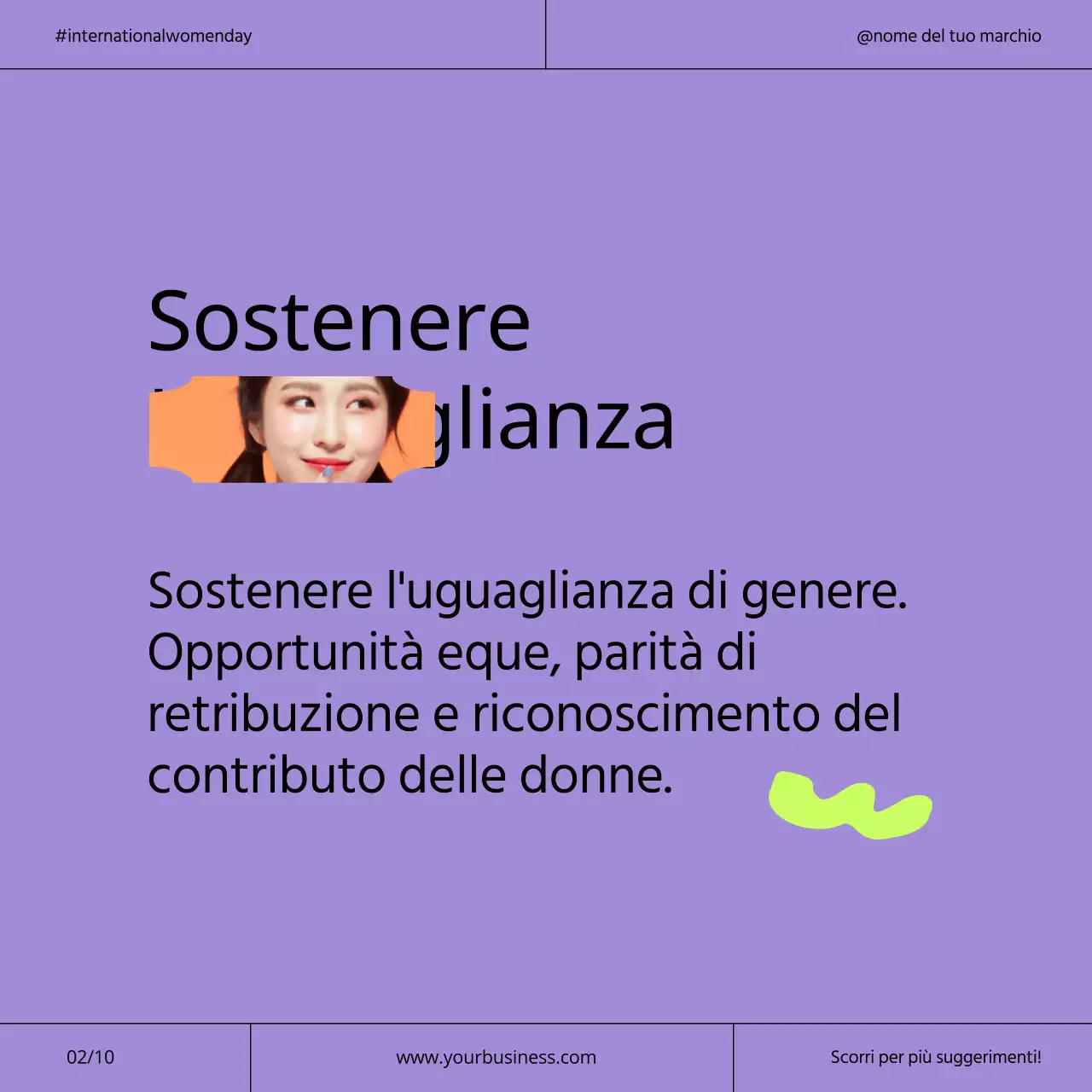 Campagna per la Giornata internazionale della donna in viola e neon moderno