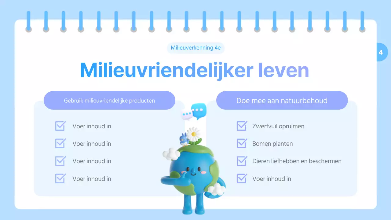 Een mooie bron voor milieu-educatie in lichtblauw en paars