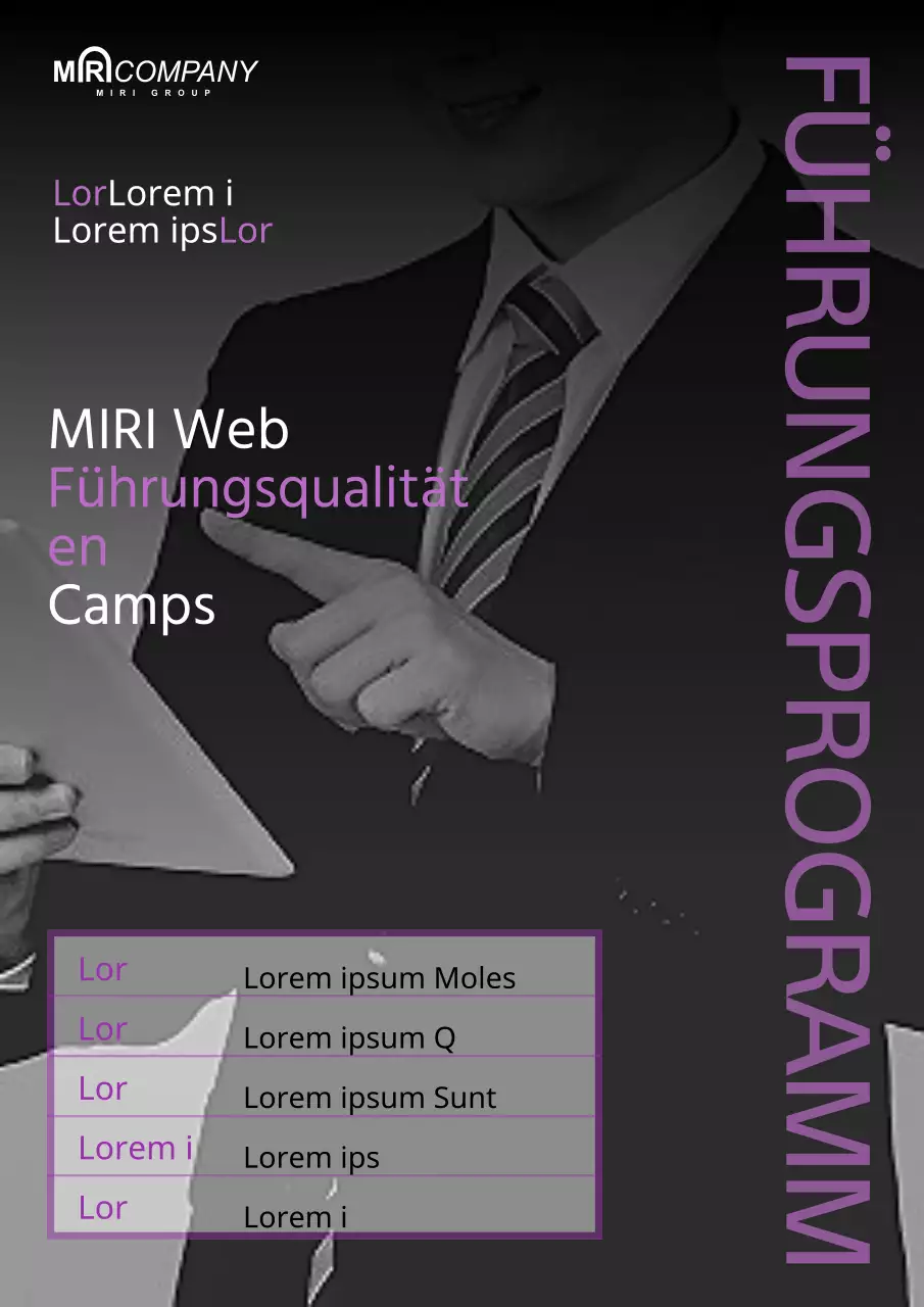 Eine einfache schwarz-weiße und violette Ankündigung eines Schulungsprogramms für Mitarbeiter