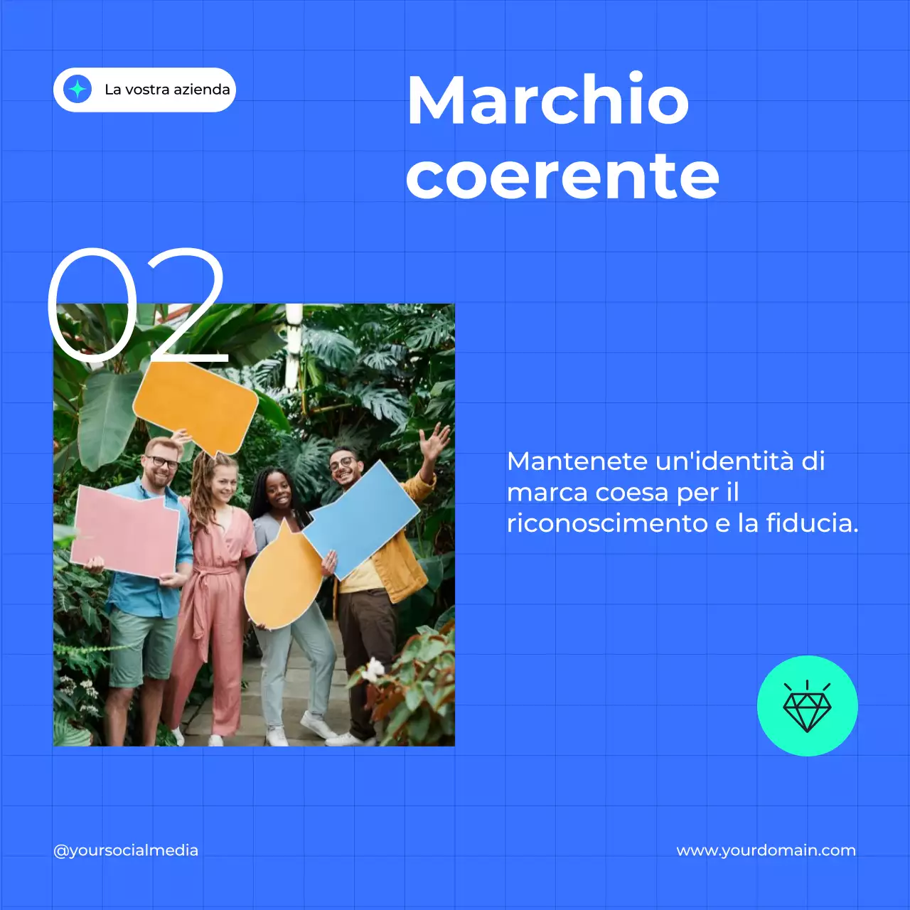 Guida alla strategia di social media marketing efficace e di tendenza in bianco e blu