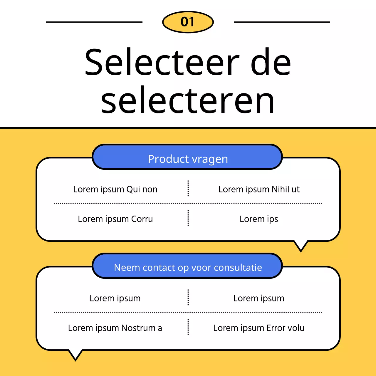Een eenvoudige gele en blauwe helpdeskgids