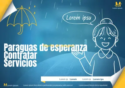 Promover el alquiler de paraguas sencillos azules y amarillos