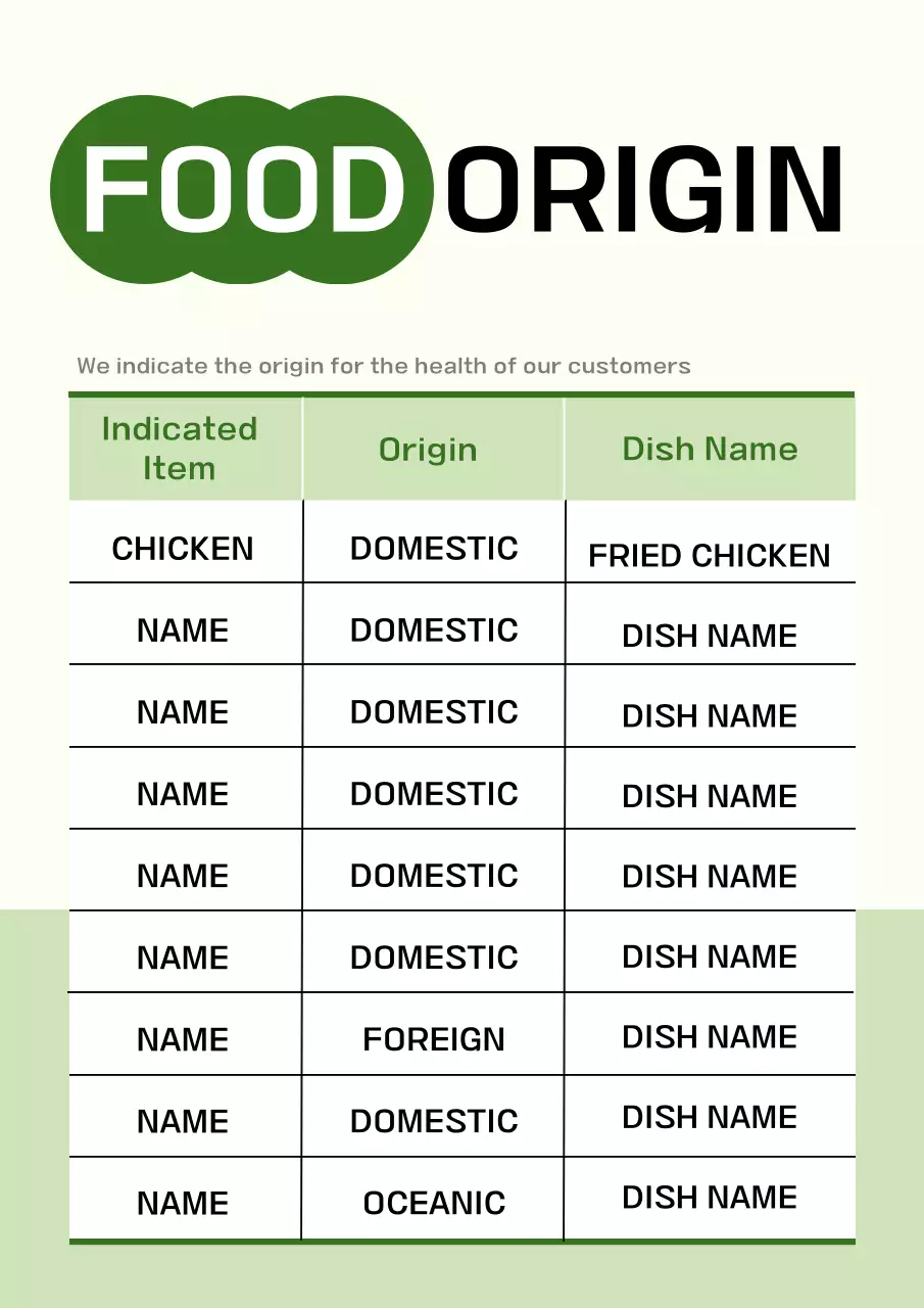 Green Simple Food Menu Poster